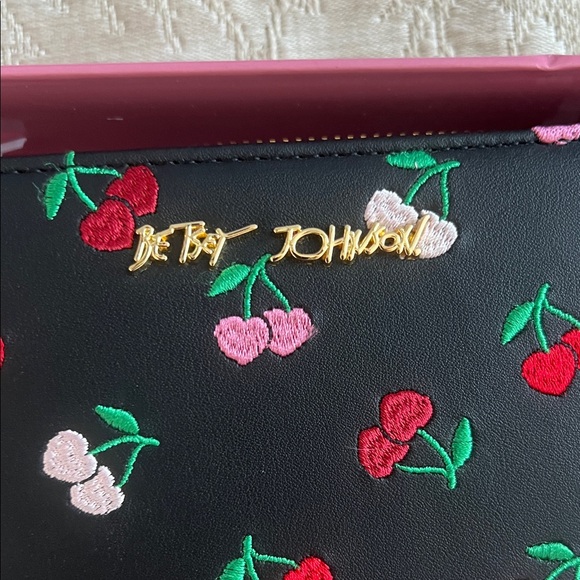 Betsey Johnson Black Wallet with Cherry Design NIB in giftable box - Picture 3 of 4